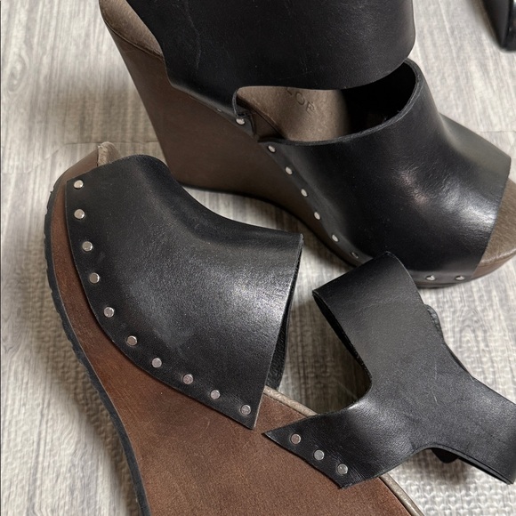 See By Chloe Black Leather Wedge Women's Sandals Size 36 - Picture 7 of 8